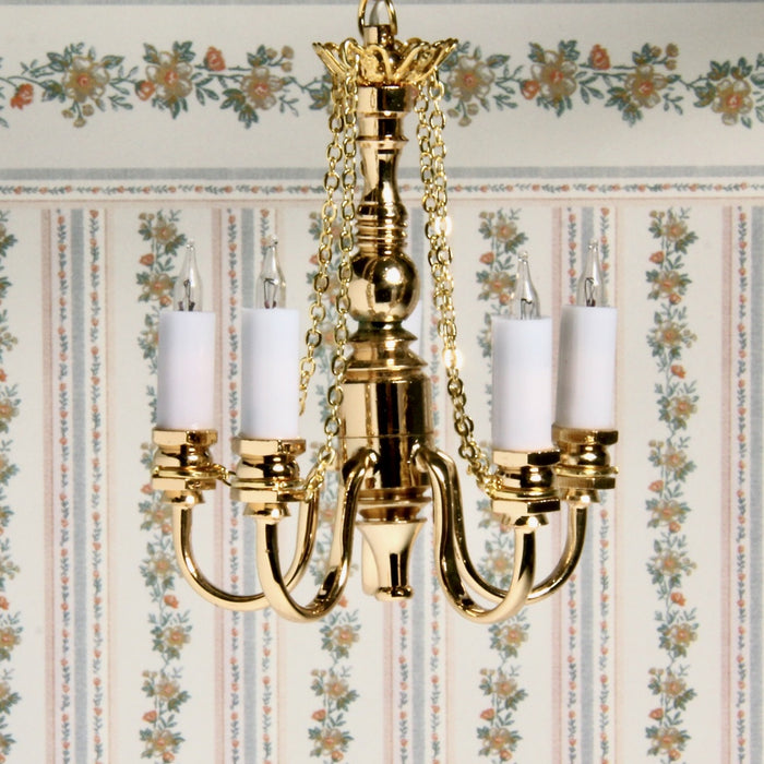 Chandelier with candles, 5-branch, 12V