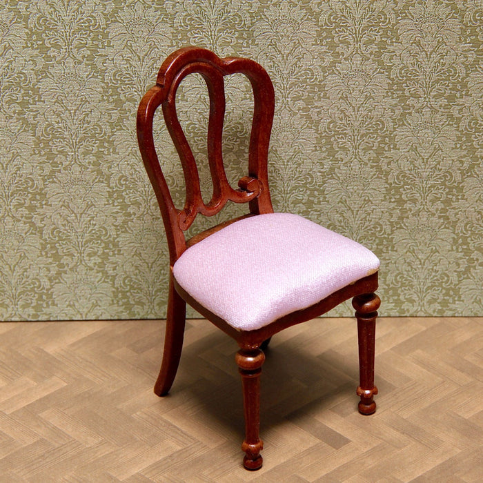 Chair, walnut, pink upholstery, quality furniture