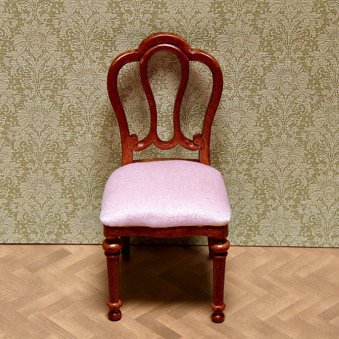 Chair, walnut, pink upholstery, quality furniture