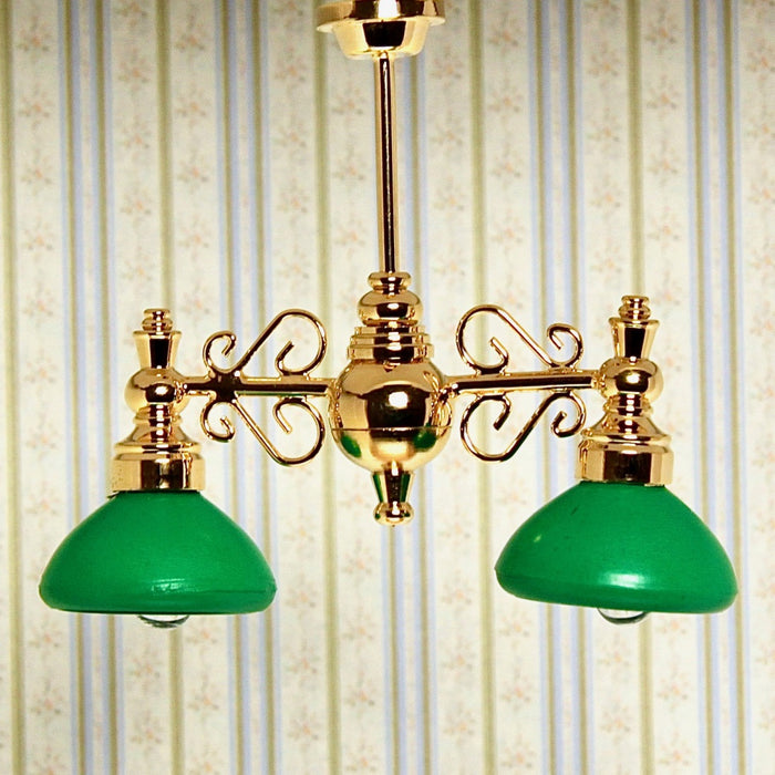 Double lamp, green/brass, 12V