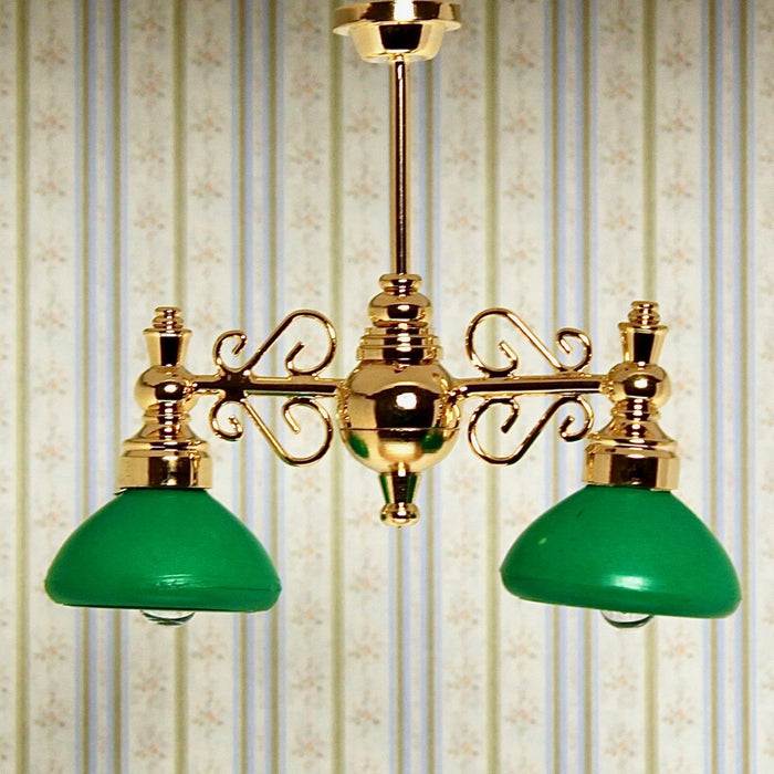 Double lamp, green/brass, 12V