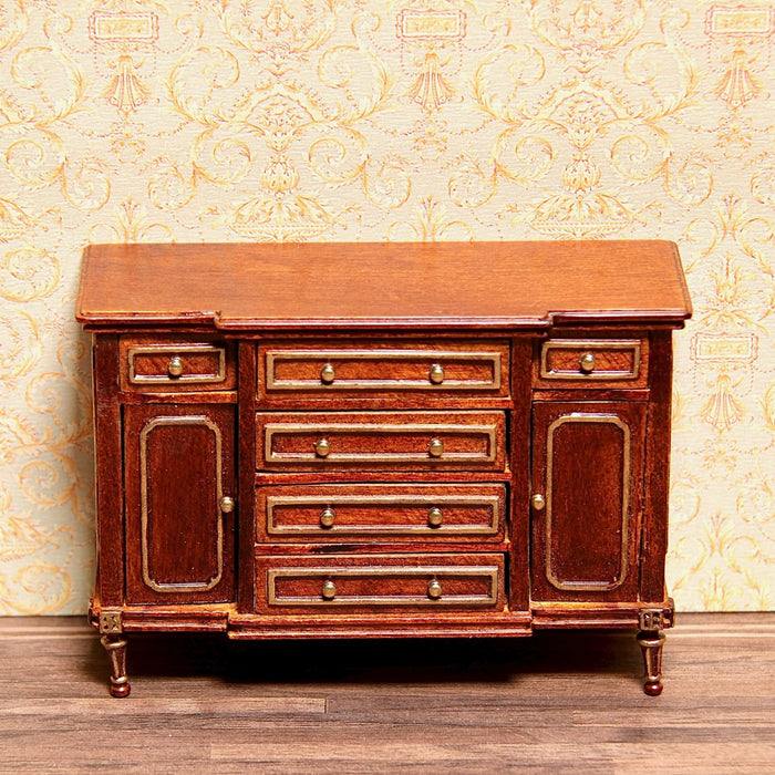 Chest of drawers, quality furniture, walnut / gold