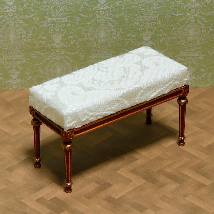 Upholstered footstool, quality furniture, walnut