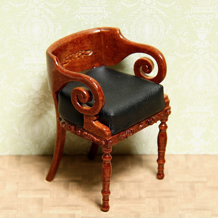 Chair, walnut with decorative carvings, quality furniture