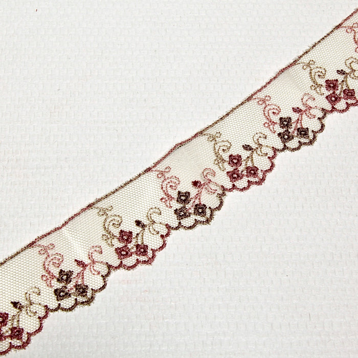 Lace / curtain cap, beige/pink, 3 x 20 cm