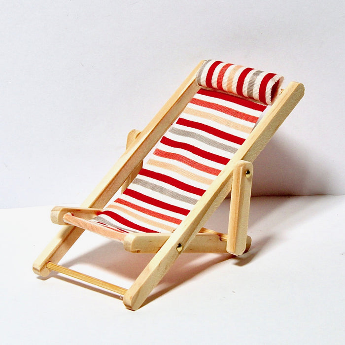 Sun lounger, red stripe with neck pillow