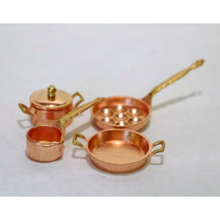 Copper pots and pans, 4 pcs