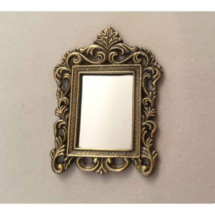 Mirror, antique patinated brass, 5 x 7 cm