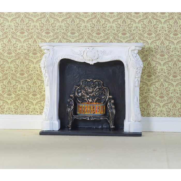 White Rococo-style resin fireplace