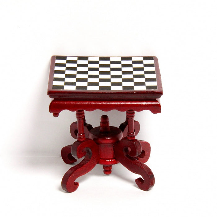 Chess board table, mahogany