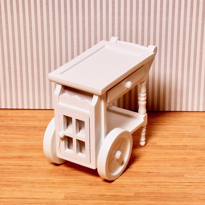 Serving trolley on wheels, white