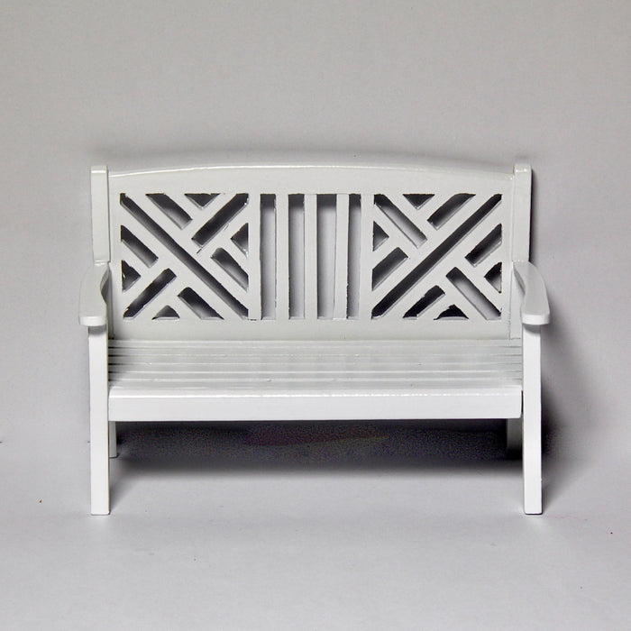 Garden bench, lattice, white