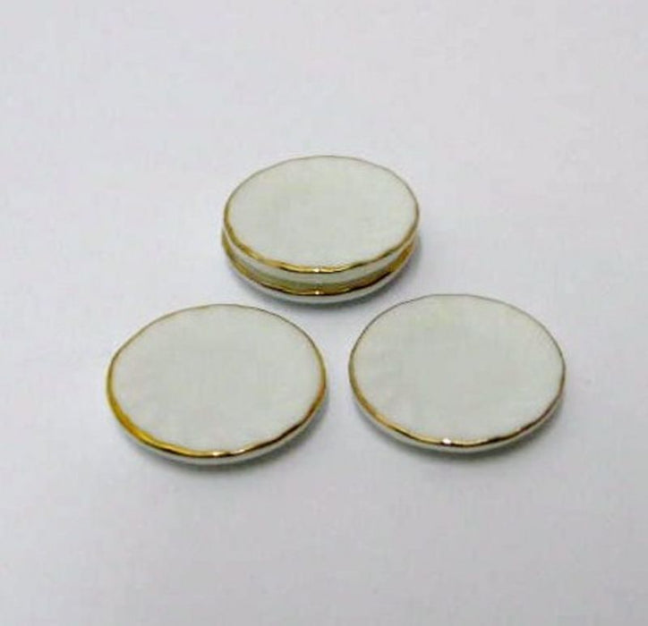 Plate, white + gold rim, 4 pcs