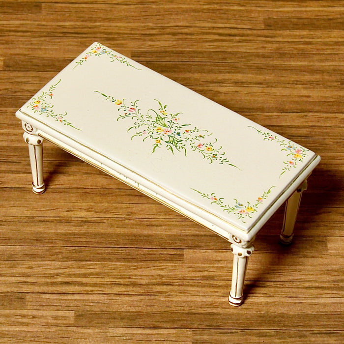 Coffee table, hand-decoratively painted, cream