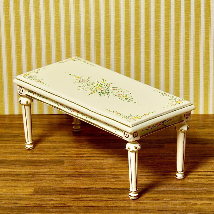 Coffee table, hand-decoratively painted, cream