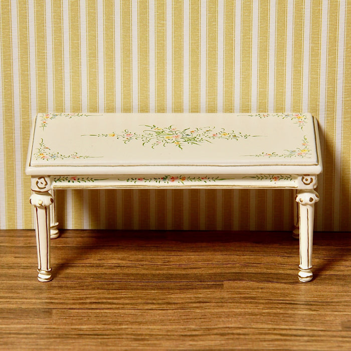 Coffee table, hand-decoratively painted, cream