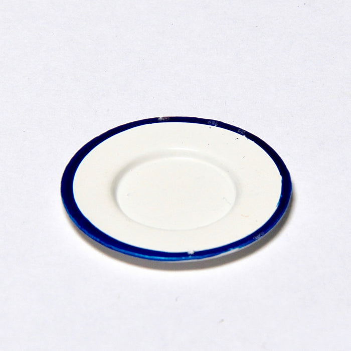 Plate, blue and white, metal, 1 pc