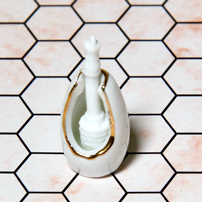 Toilet brush, porcelain dish, gold edge