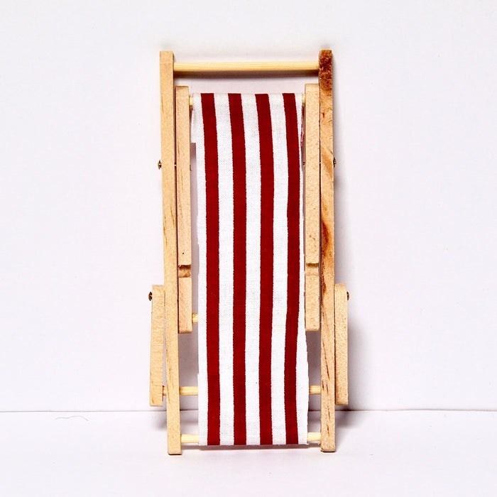 Sun lounger, wide red stripe, unpainted