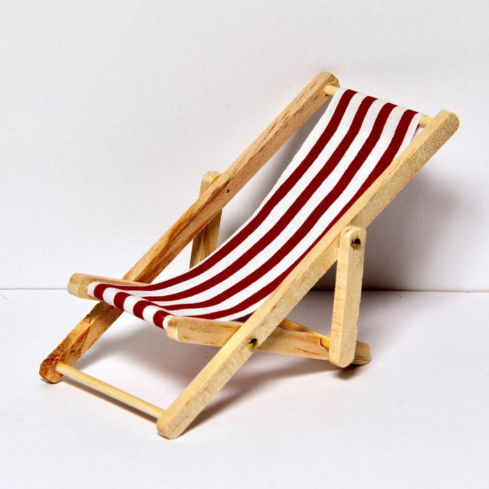 Sun lounger, wide red stripe, unpainted