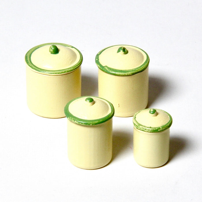 Metal jar with lid, yellow green, 4 pcs