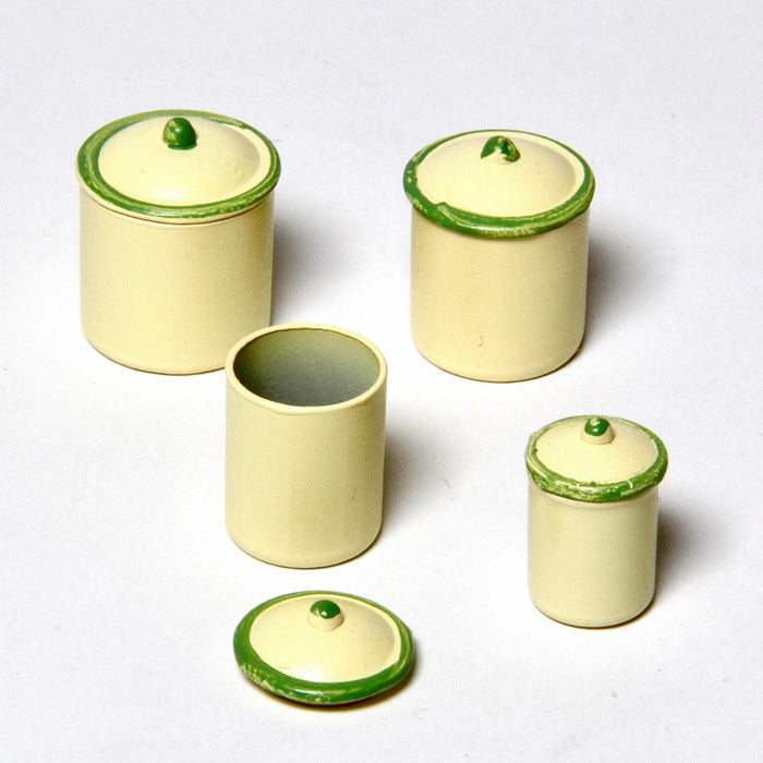 Metal jar with lid, yellow green, 4 pcs