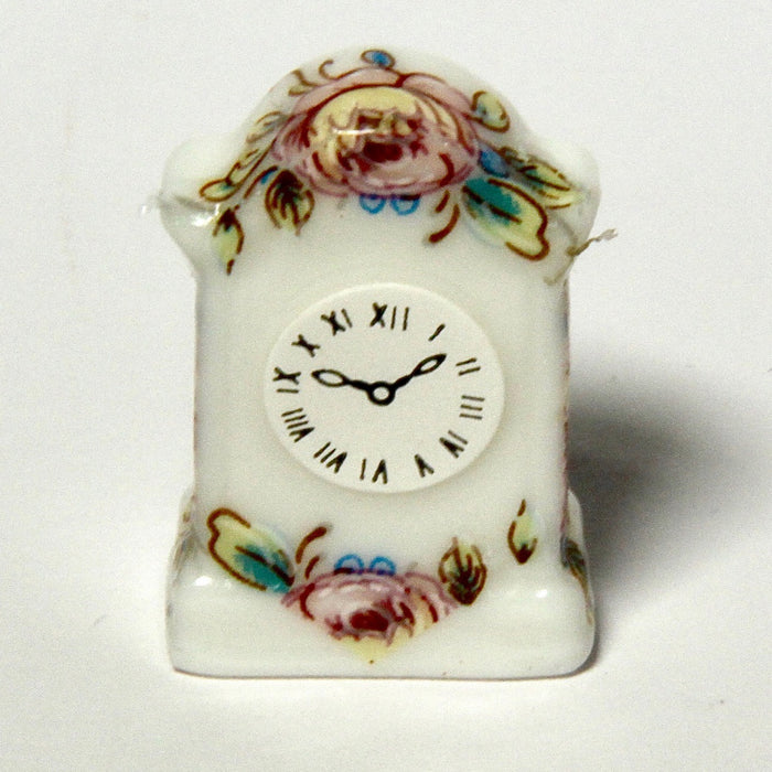 Table clock, white with flower decorations