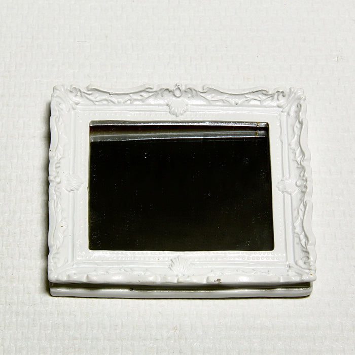 Mirror, antique frame, white, 6.2 x 7.3 cm