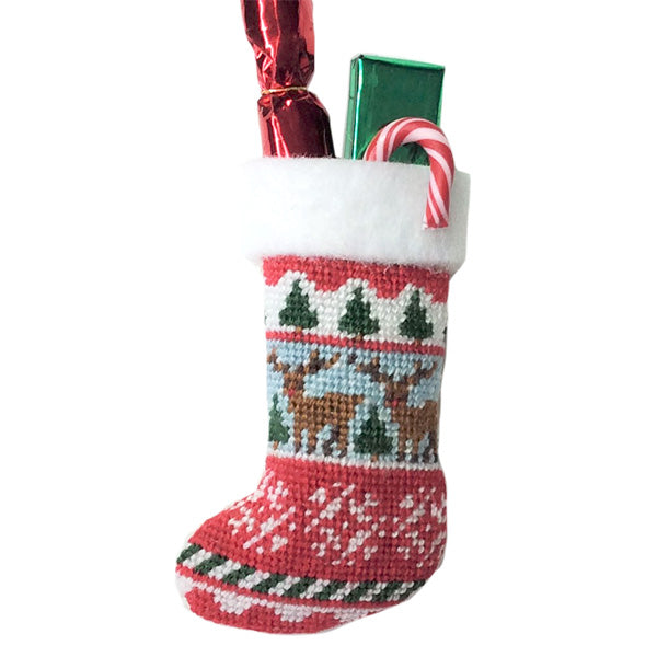 Christmas stocking, cross-stitch kit, red