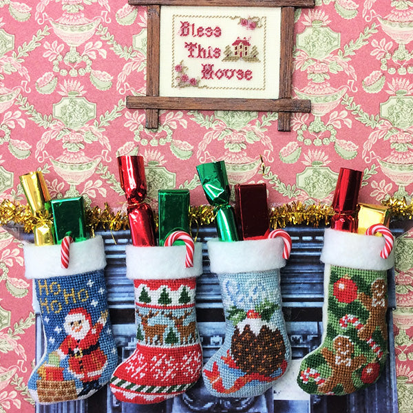 Christmas stocking, cross-stitch kit, 4 pcs