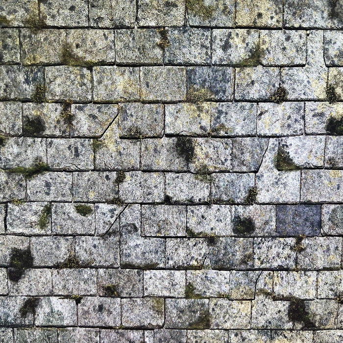 Kiviseinä, vihreänharmaa, kohokuvioitu kartonki
