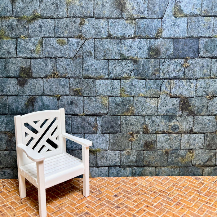 Stenmur, blå-grå, präglad kartong