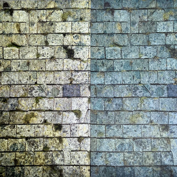 Kiviseinä, vihreänharmaa, kohokuvioitu kartonki