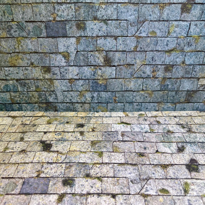 Stenmur, blå-grå, präglad kartong