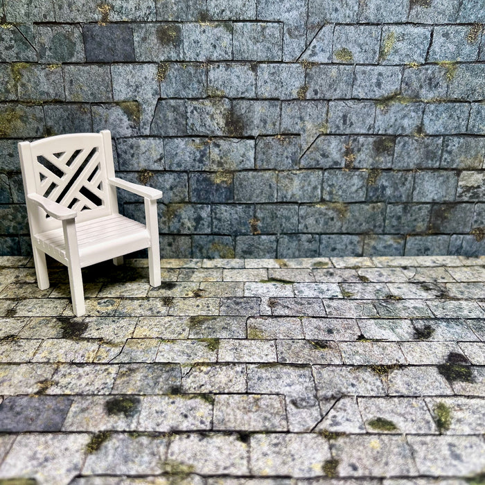 Stenmur, blå-grå, präglad kartong