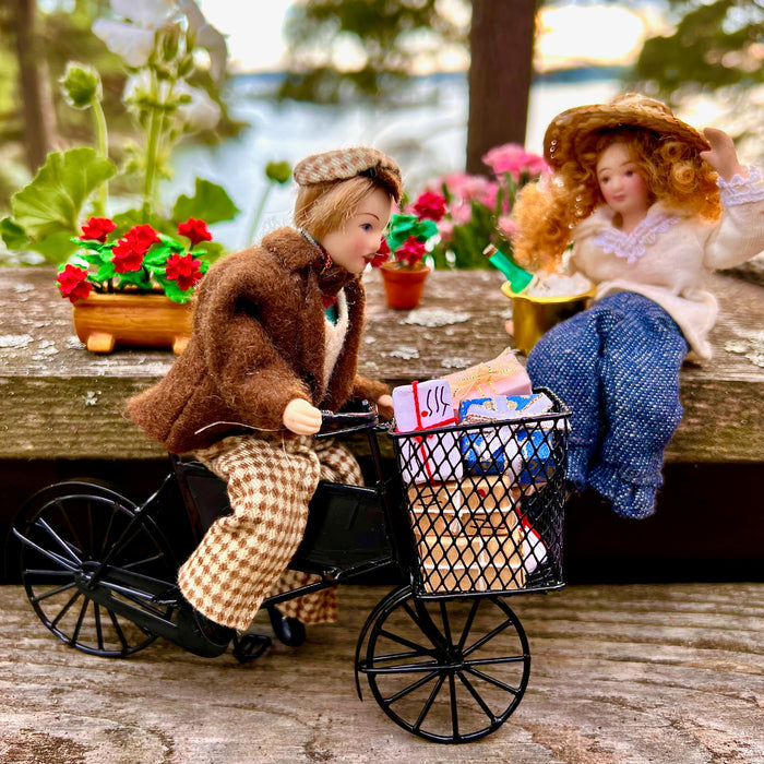 Cykel med stor korg, svart