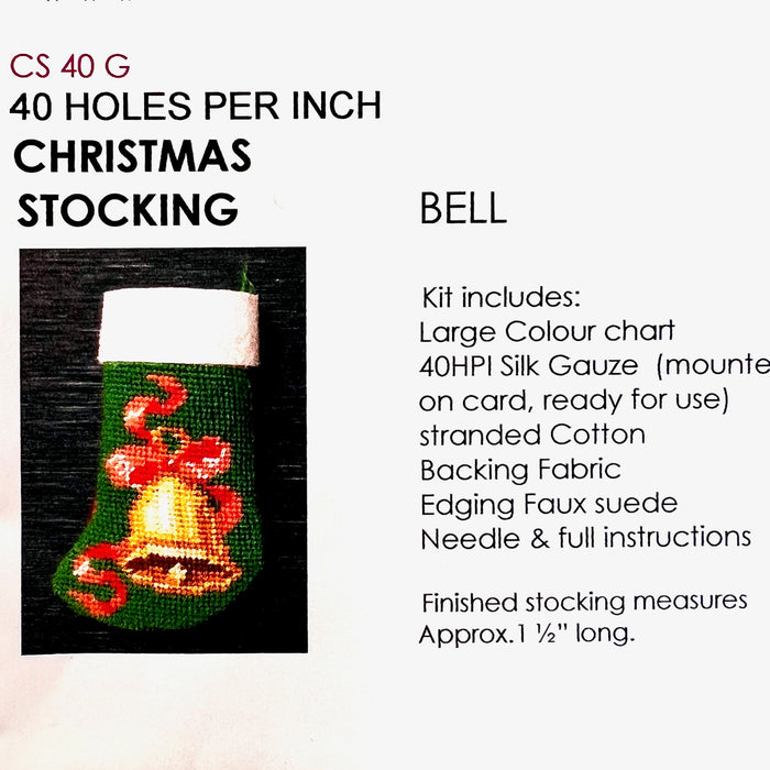 Christmas stocking, cross-stitch kit, green