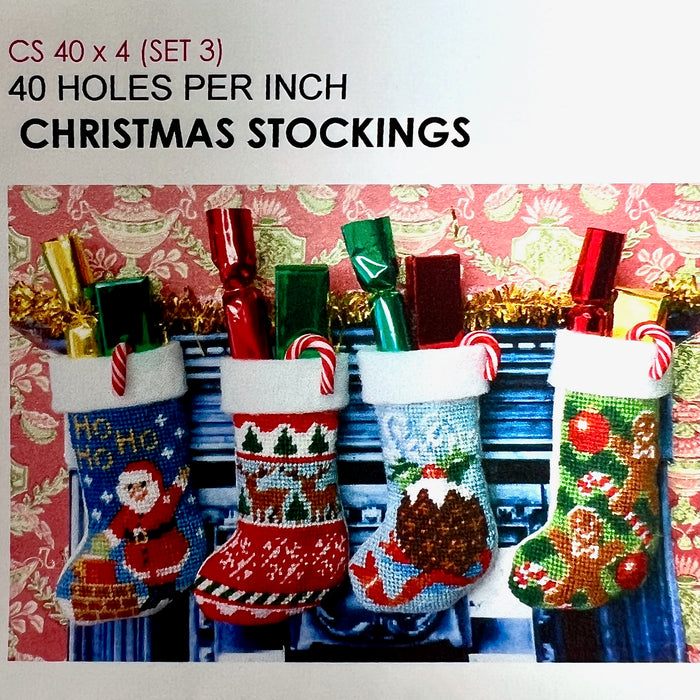 Christmas stocking, cross-stitch kit, 4 pcs
