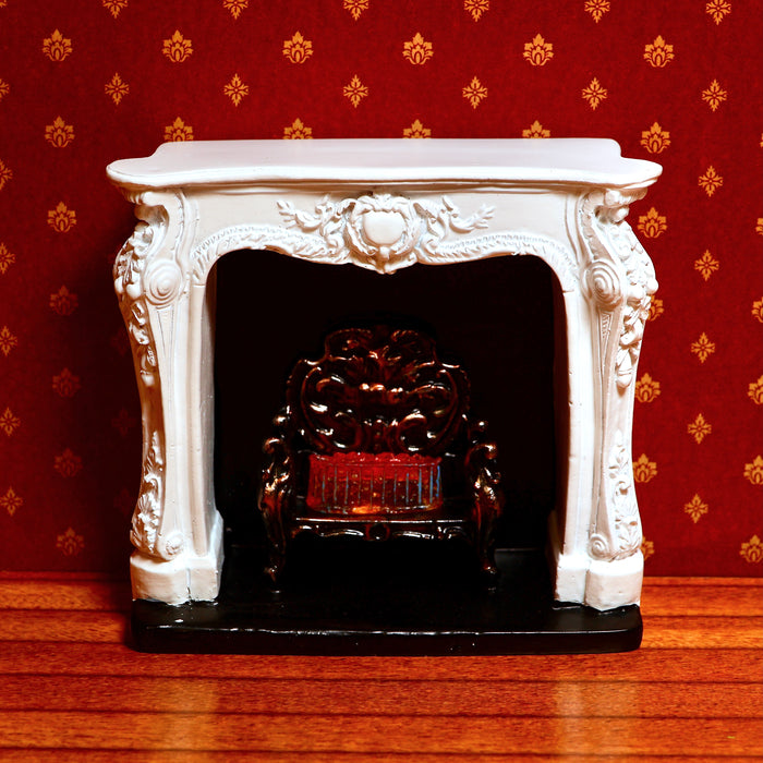 White Rococo-style resin fireplace