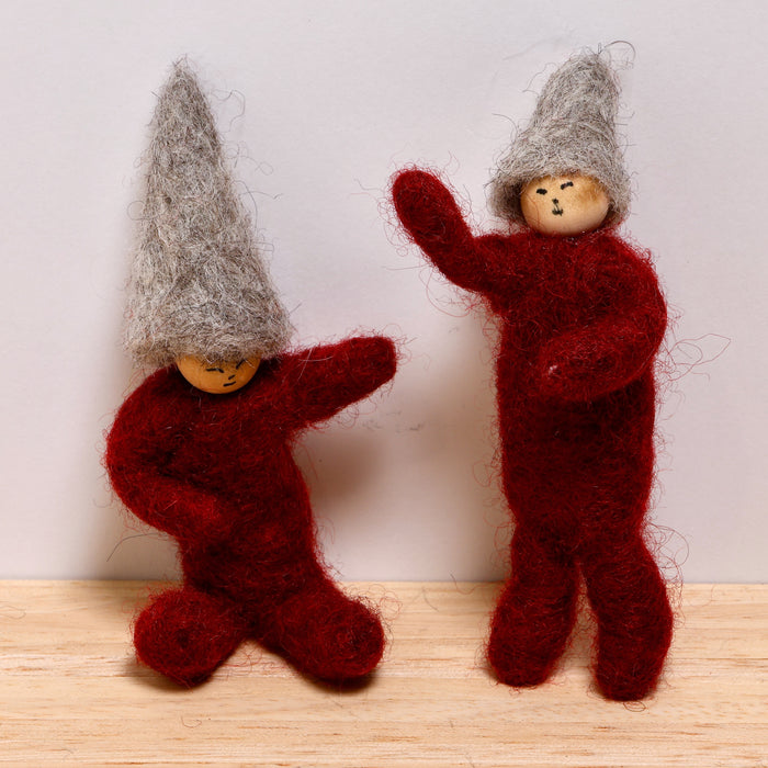 Elf, red, 9-10 cm, handmade Finnish