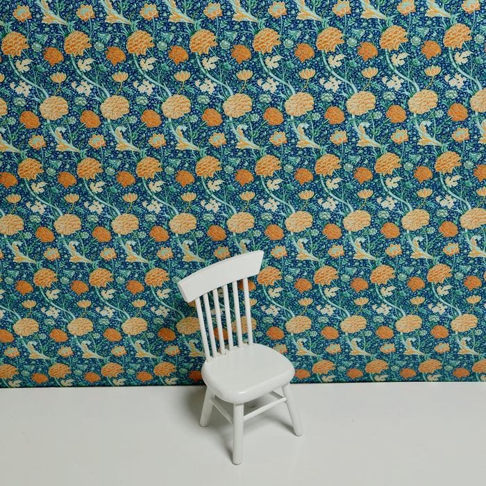 Wallpaper, William Morris, orange-turquoise