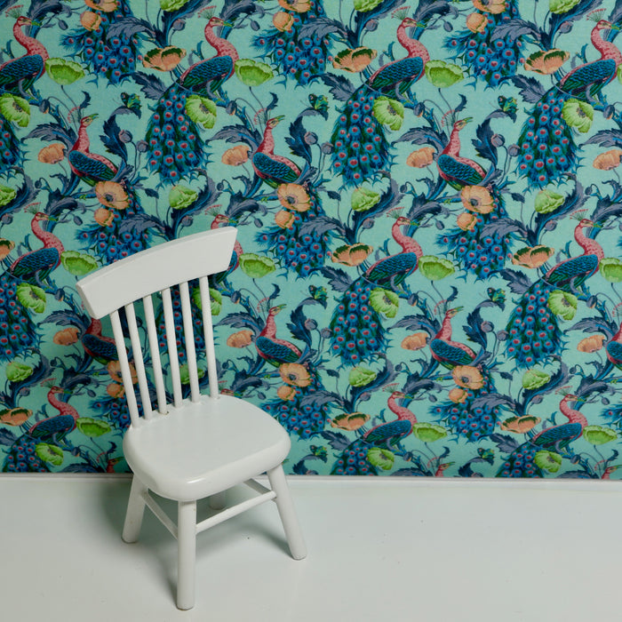 Wallpaper, Peacock blue-turquoise