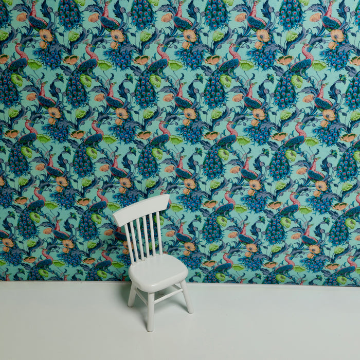 Wallpaper, Peacock blue-turquoise