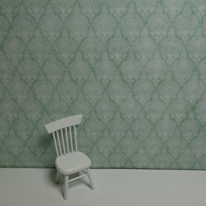 Wallpaper, worn damask, green