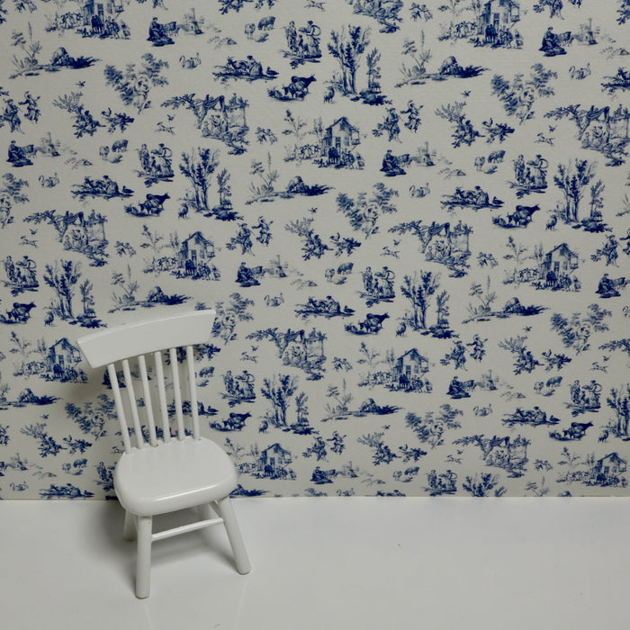 Wallpaper, Toile de Jouy, blue