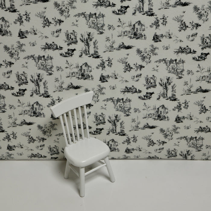 Wallpaper, Toile de Jouy, black