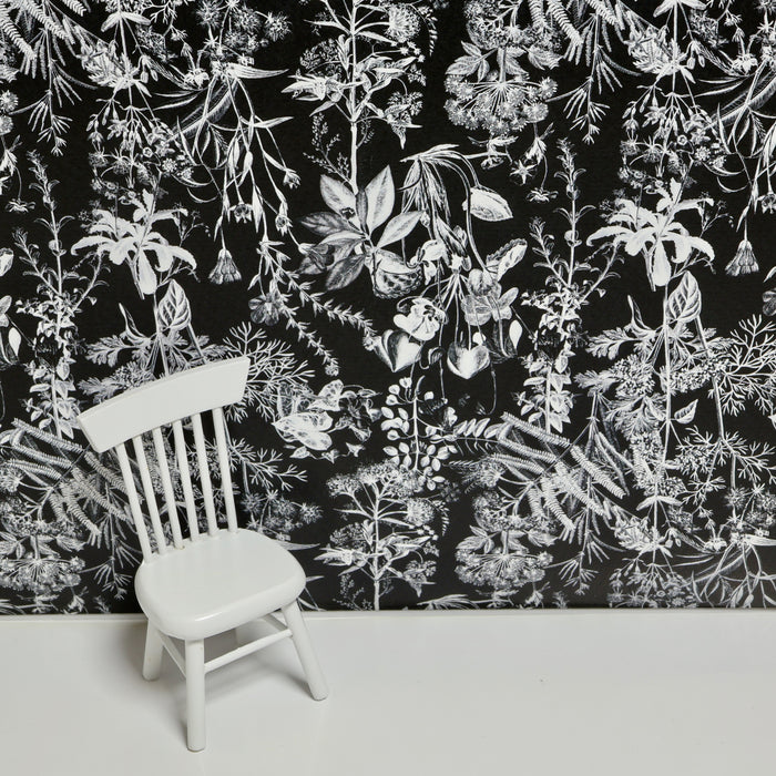Wallpaper, Botanical pattern, black