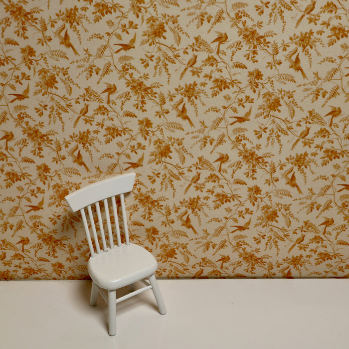 Wallpaper, Birds and flowers, Ochre