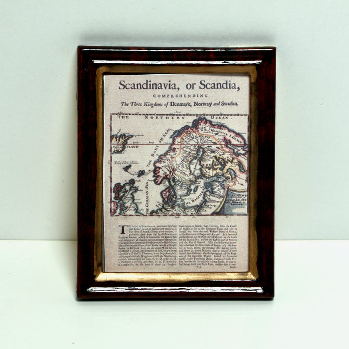 Painting, map of Scandinavia from 1724, 4.8 x 6.2 cm