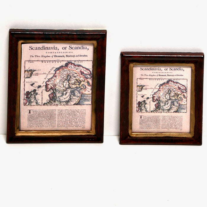 Painting, map of Scandinavia from 1724, 4.8 x 6.2 cm